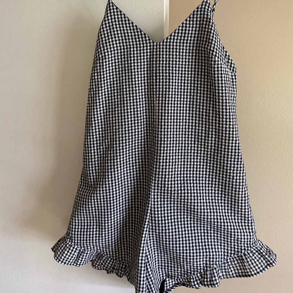Honey Punch Black Checkered Romper